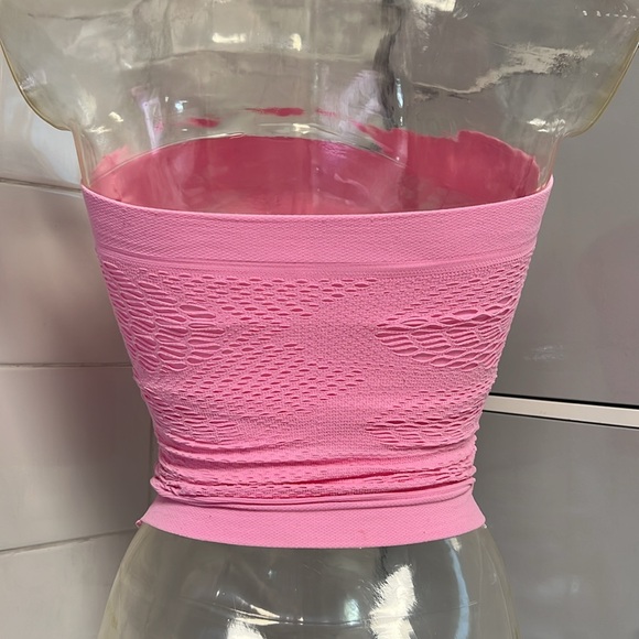 AMB Stretchy “Crochet” Tights Tube Top. NWOT Barbie Pink - Picture 2 of 5